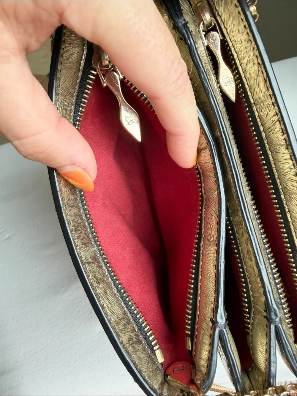 Christian Louboutin Metallic Gold Studded Crossbody